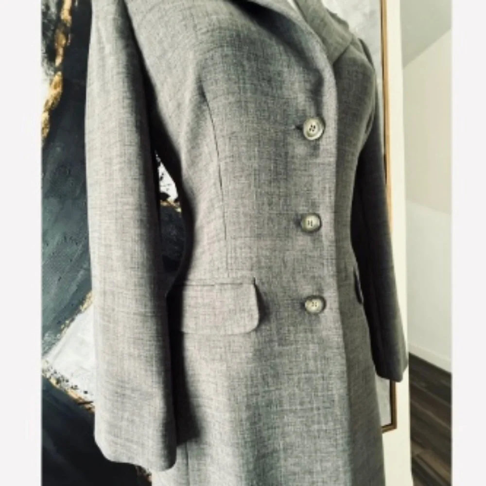 BEBE TAILORED GRAY FULL-LENGTH COAT - Picture 6 of 16